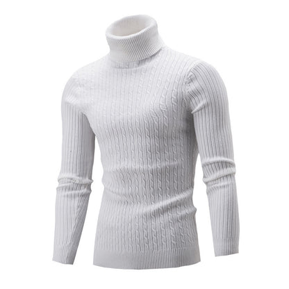 Pull homme col roulé slim en maille blanc