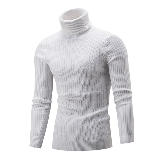 Pull homme col roulé slim en maille blanc