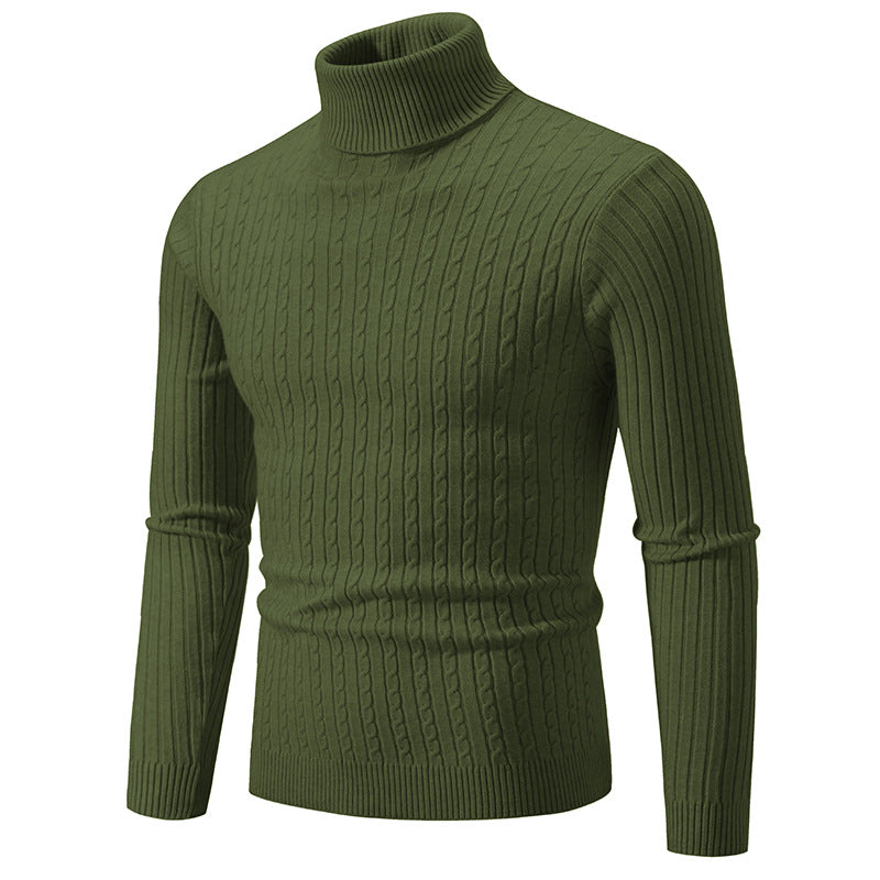 Pull homme col roulé détails de la maille jacquard