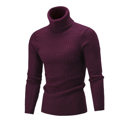 Pull homme col roulé bordeaux en maille