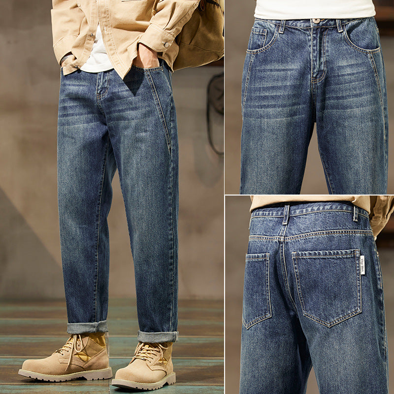 Jean homme bleu coupe droite vue de face