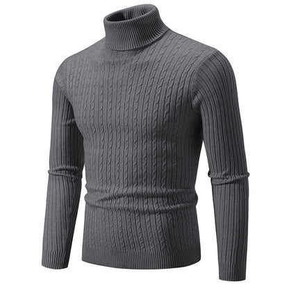 Pull homme col roulé gris en maille