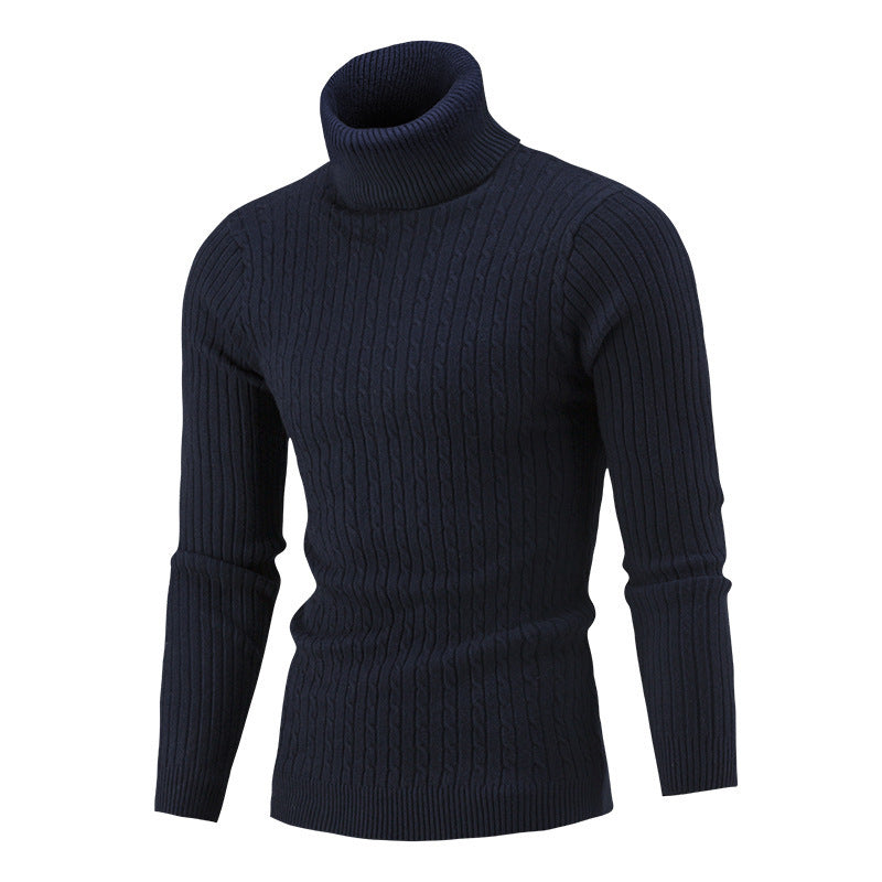 Pull homme col roulé noir coupe slim
