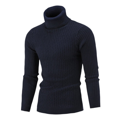 Pull homme col roulé noir coupe slim
